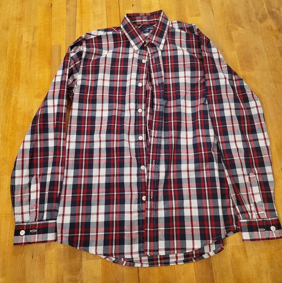 Boys' BASIC EDITION SZ XL Extra Large 14/16 Plaid Red Long-Sleeved Button-Down - Picture 1 of 4